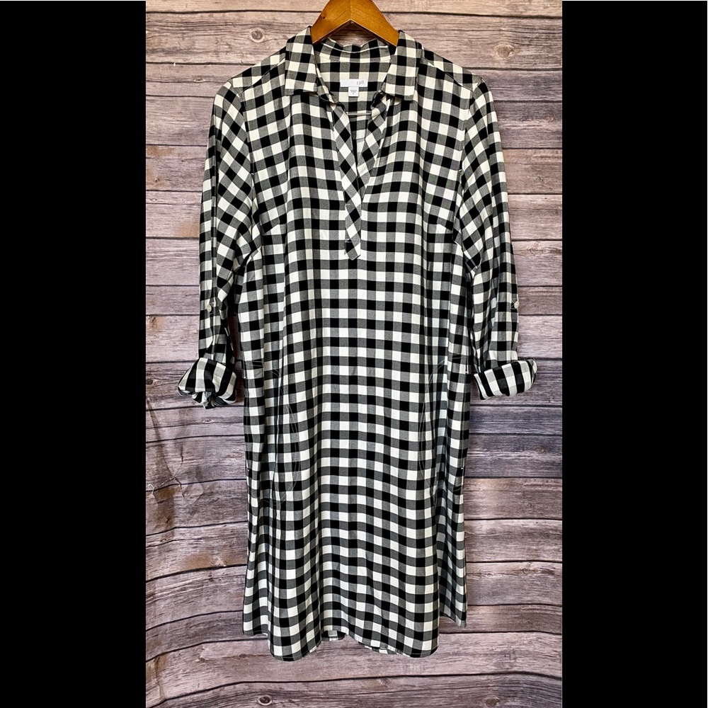 J.Jill black gingham popover shirt dress